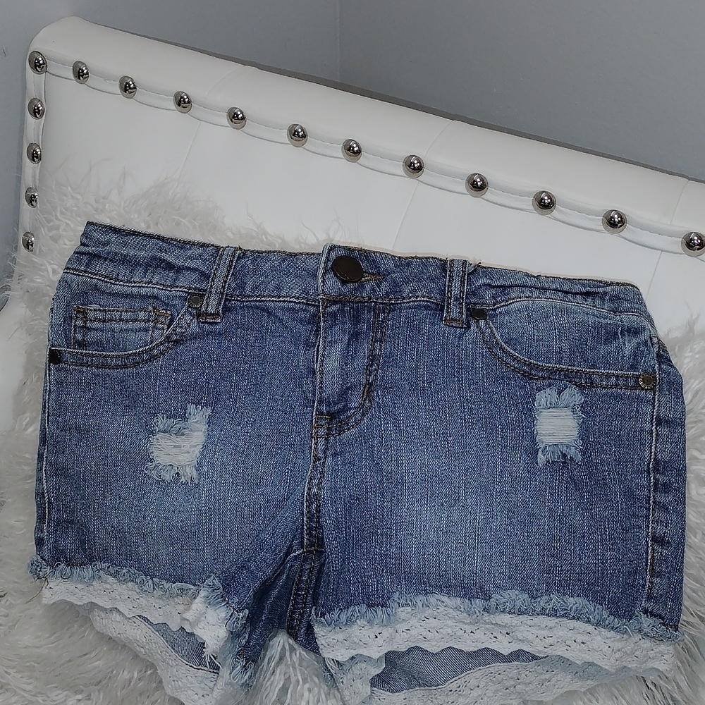 Size 1 jean shorts with lace crochet